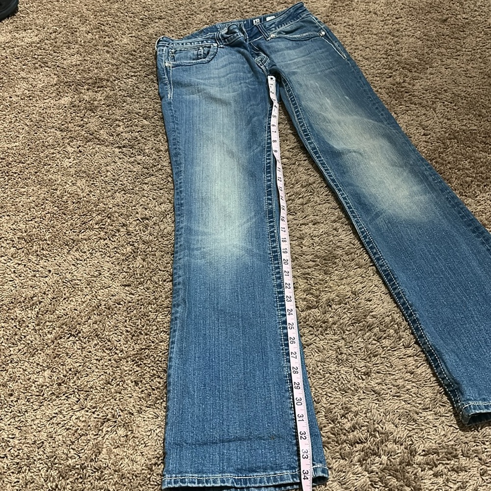 Miss Me Boot Cut Jeans Size 31Embellished Bling Flap Pockets - Picture 9 of 10